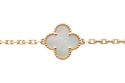 Van Cleef & Arpels Vintage Alhambra Mother Of Pearl 9ct Yellow Gold 5 Motifs Bracelet