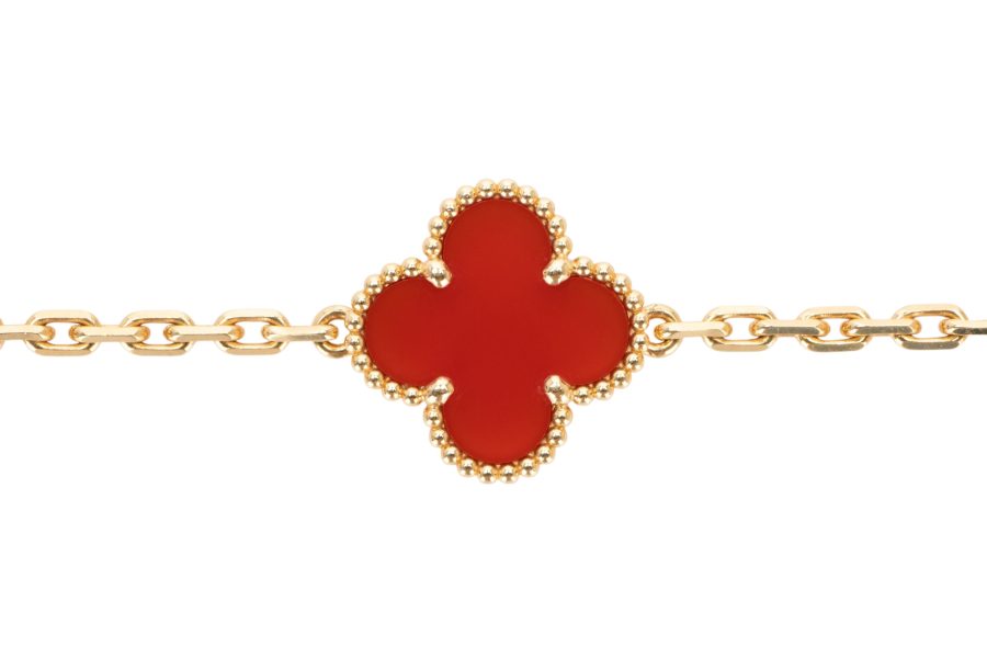 Van Cleef & Arpels Vintage Alhambra Onyx 9ct Yellow Gold 5 Motifs Bracelet